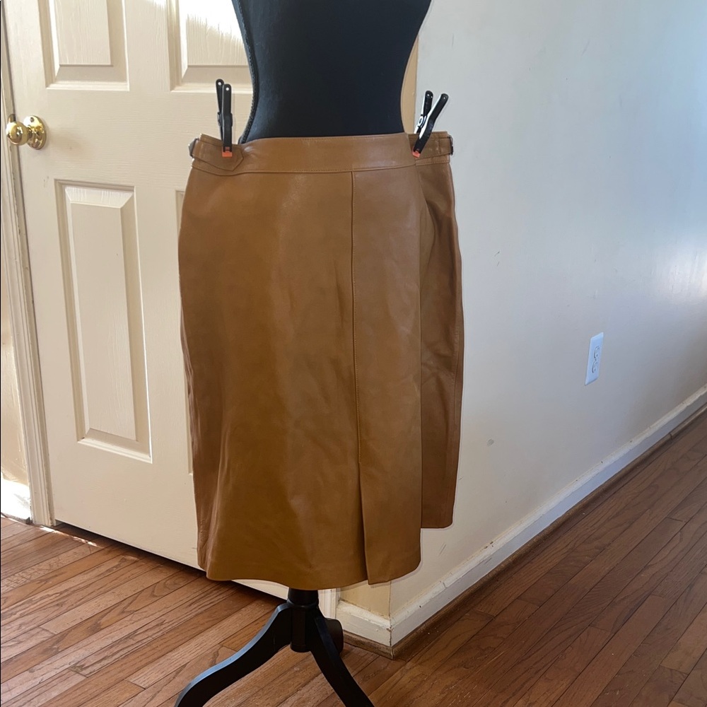 Nordstrom Brown A-Line Leather Skirt